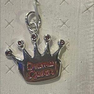 DRAMA QUEEN STERLING SILVER Crown CHARM with Red Accents